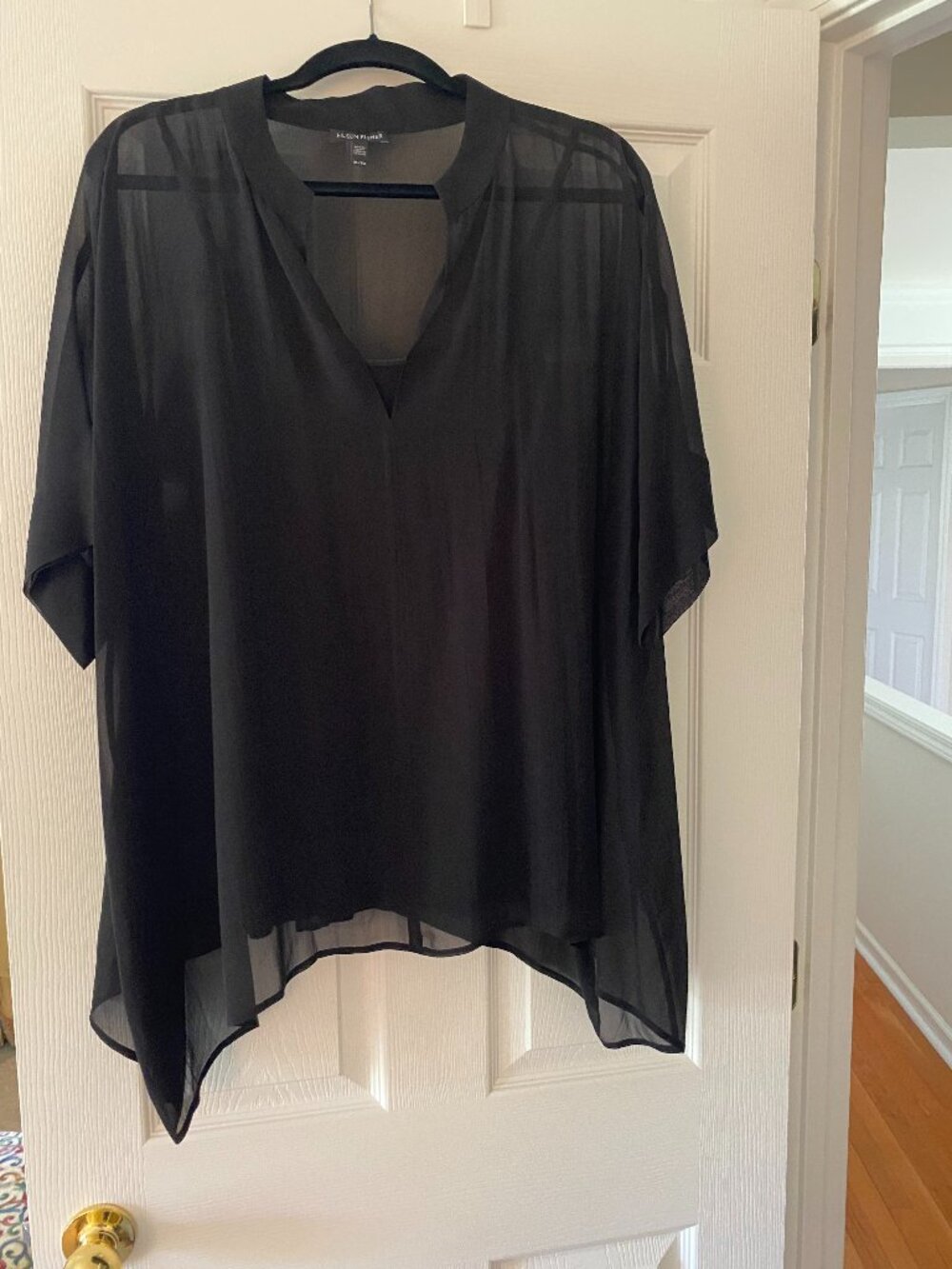 Eileen Fisher Sheer Black Silk Top and camisole